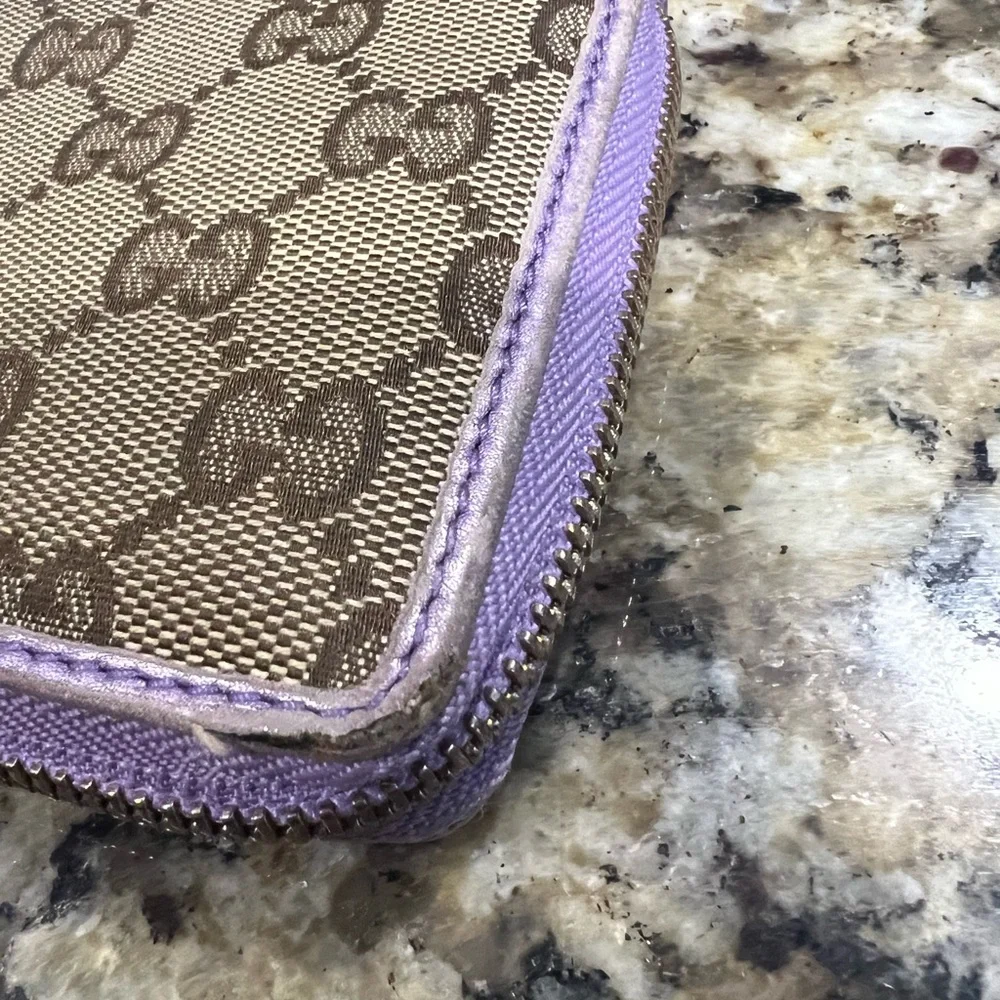 Gucci Brown and Purple Monogram Wallet - Picture 11 of 15